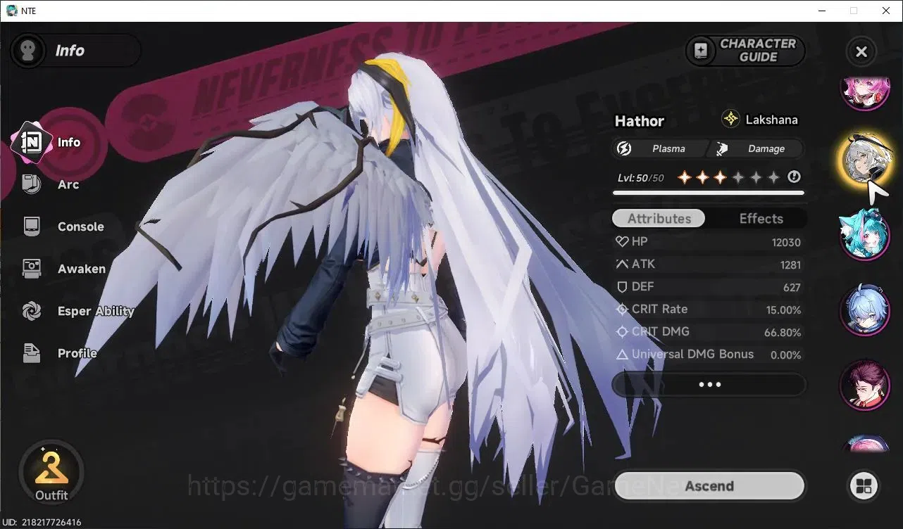 Neverness to Everness Accounts GLOBAL SEA|HL 50|TL 39|8 SSR 3 Limited [(Hotori,Nanally)+Outfit,Chaos]+Sign|Porsche 918 7