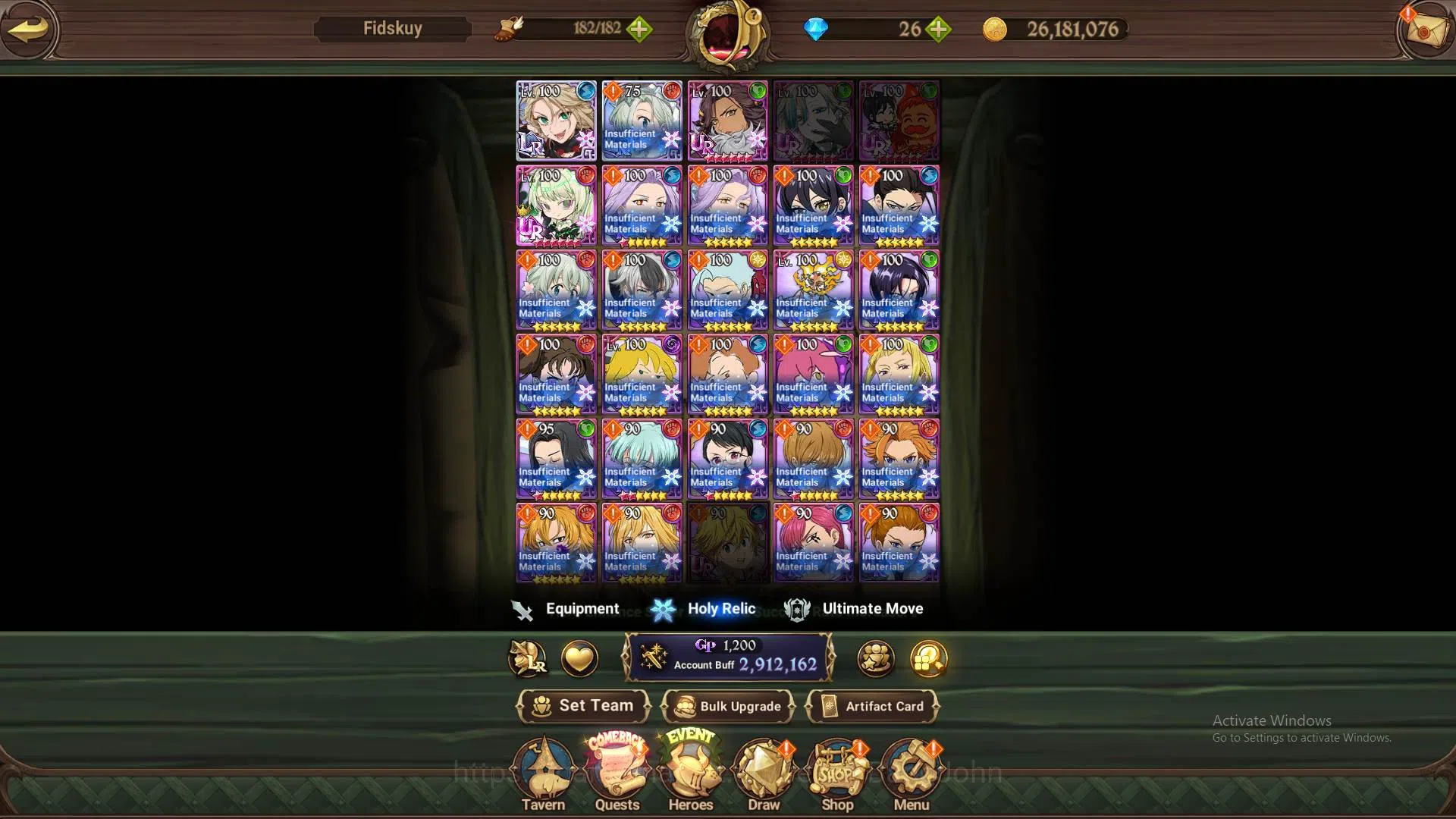 The Seven Deadly Sins: Grand Cross Accounts Endgame ASIA|2.9m CC|LS 63|2LR Roxy,Elizabeth|Collab Cocytus|UR 12