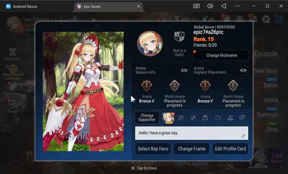 Epic Seven Accounts GLOBAL Unverif|NewEra|4 ML(E Ilynav,Belian,Specime image 2