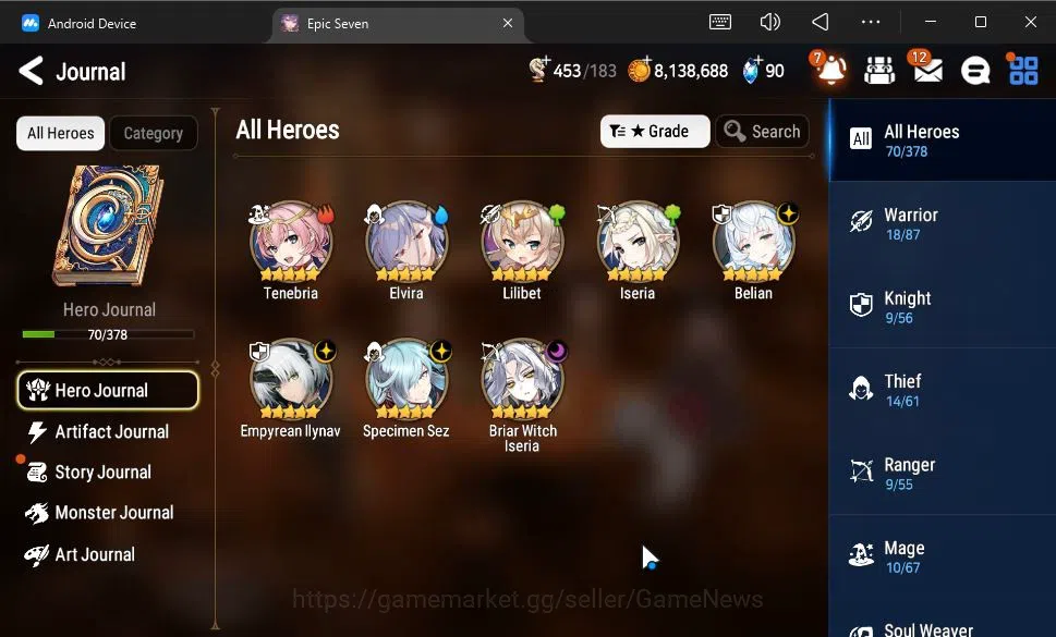 Epic Seven Accounts GLOBAL Unverif|NewEra|4 ML(E Ilynav,Belian,Specime image 6
