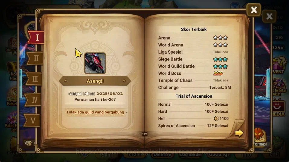 Summoners War: Sky Arena Accounts Mid-Game ASIA|Lv 98|2 LD [Asima,Jaduel and Aepiah]|33+ NB5[Laika,Bolverk,Etc]+71 3