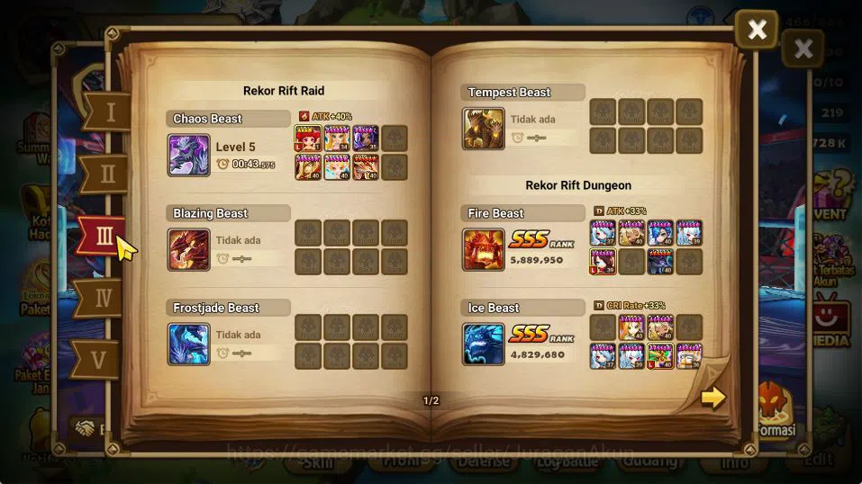 Summoners War: Sky Arena Accounts Mid-Game ASIA|Lv 98|2 LD [Asima,Jaduel and Aepiah]|33+ NB5[Laika,Bolverk,Etc]+71 5