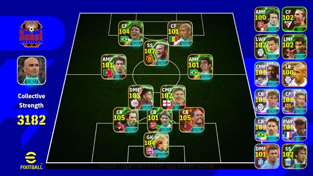 eFootball Accounts Legends & Iconic Players Mobile|PW 3182|Bigtime Van Dijk, R. Carlos|Epic Rooney, Baresi, Rijkaard 1