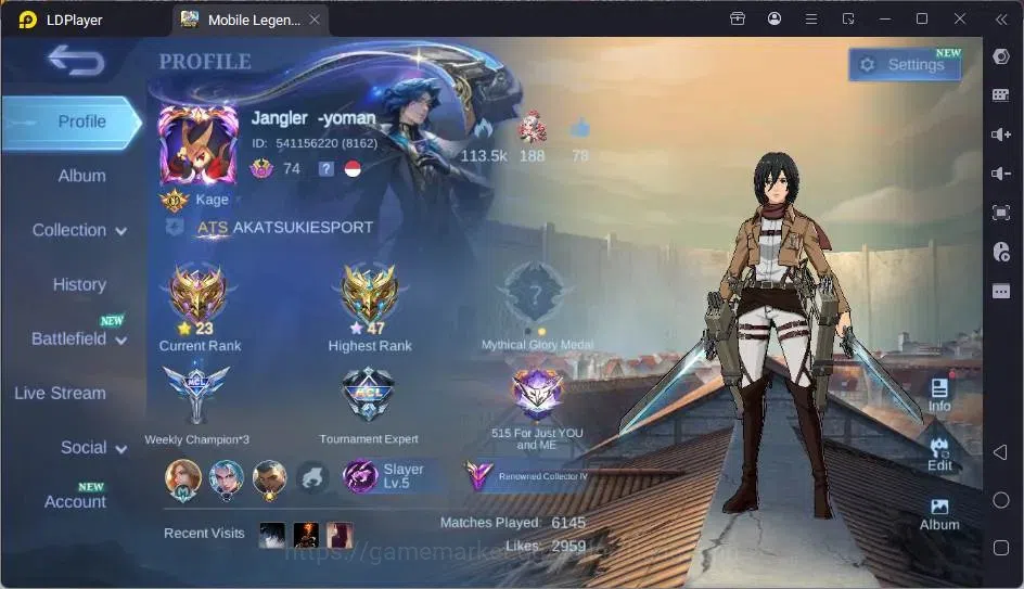 Mobile Legends: Bang Bang Accounts Global|Hero 113|Skin 210|Renowned|KOF Karina+AOT F image 15