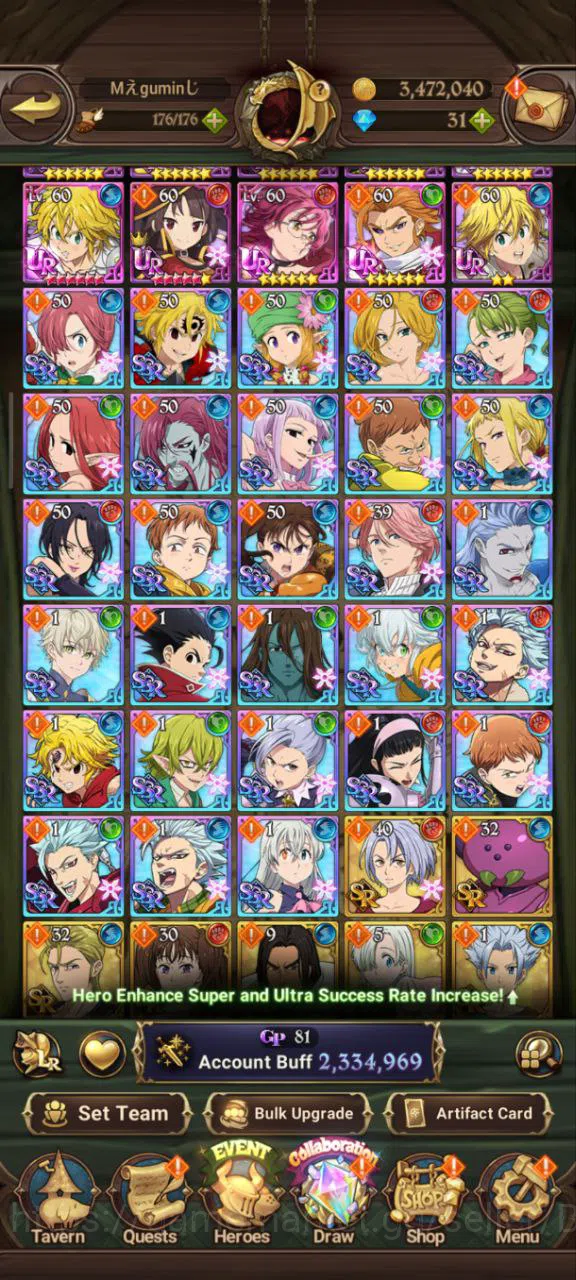 The Seven Deadly Sins: Grand Cross Accounts Others Asia | 2,3M CC | 2 LR Elizabeth+Hijack Gowter | 3 UR DKM+Chaos Arthur+WK 3