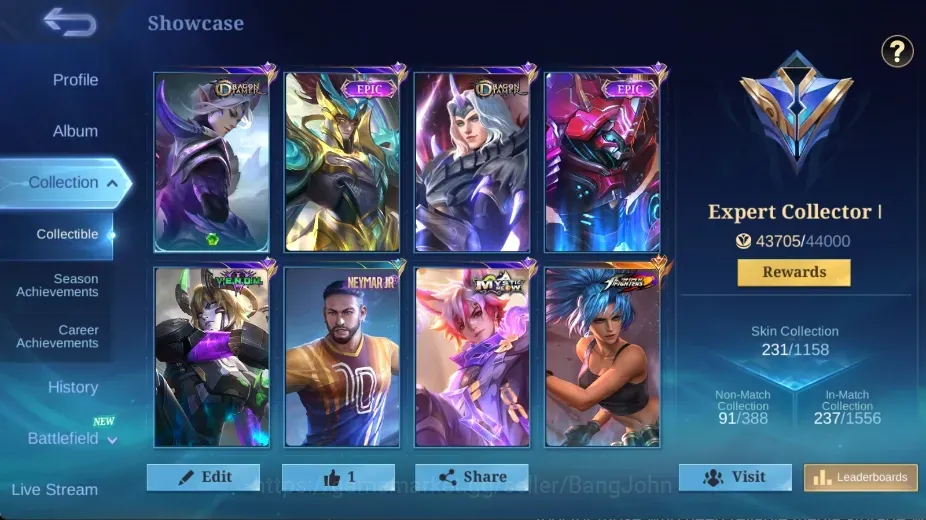 Mobile Legends: Bang Bang Accounts Others Global|138 Hero|Skin 231|Expert|DragonTamer Ling Lancelot|VENOM Dyrroth|KOF 1