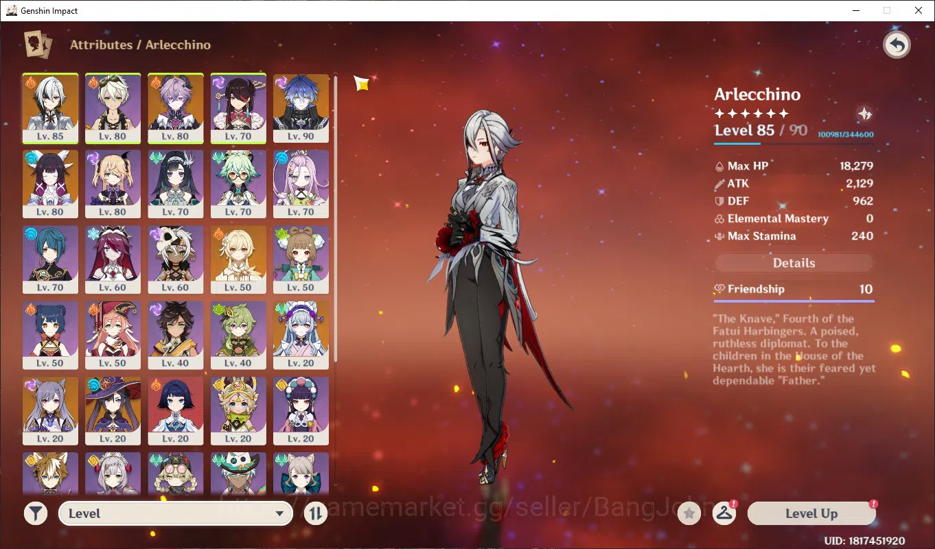 Genshin Impact Accounts ASIA | AR 55, arlechinno, bennet, durin, flins, co image 2
