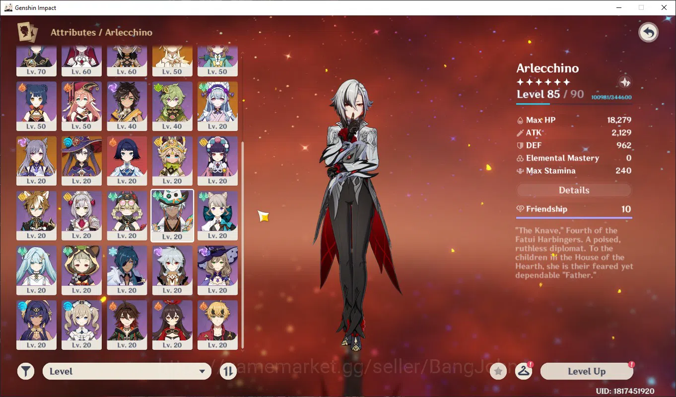 Genshin Impact Accounts ASIA | AR 55, arlechinno, bennet, durin, flins, co image 3
