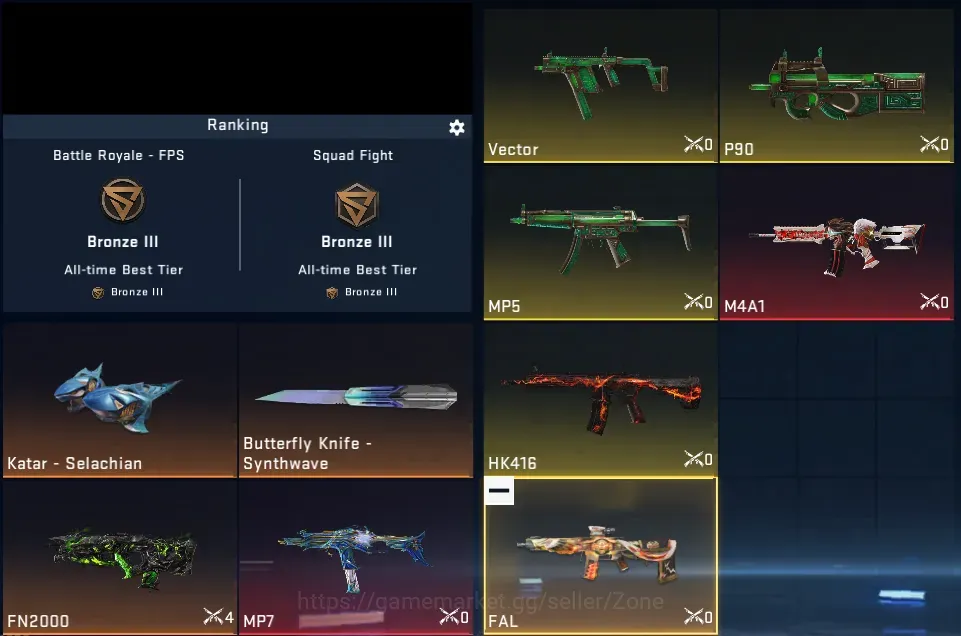 Blood Strike Accounts Rare Skin ASIA |1 ETERNAL: MP7-Tidesong | 2ULTRA MELEE: Butterfly Knife, Katar| 1 AOT: M4A1 | 2 ULTRA 1