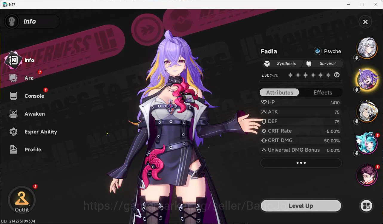Neverness to Everness Accounts EU|starter LVL 5, S Hathor, S fadia, 8 char,  + se image 13