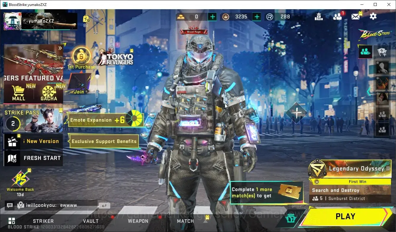 Blood Strike Accounts ASIA|MELEE ButerFly knife+ 2 ULTRA [JET-Black0ut,M image 1