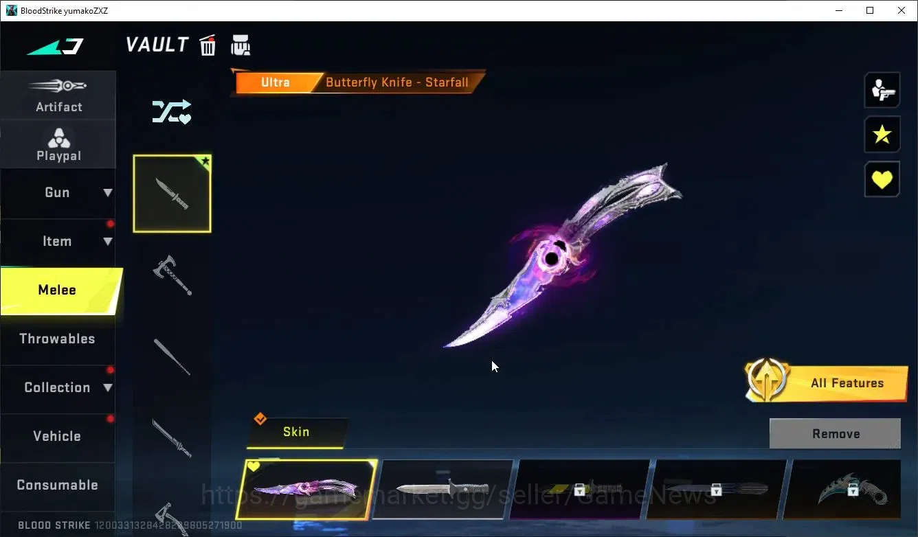 Blood Strike Accounts ASIA|MELEE ButerFly knife+ 2 ULTRA [JET-Black0ut,M image 4