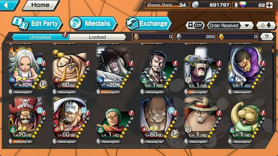 One Piece Bounty Rush Accounts Global | EX 9 |PR 34 |Borsalino Lv. 100/100,Marsha image 5