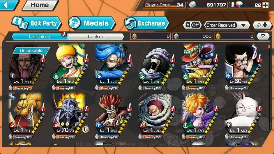One Piece Bounty Rush Accounts Global | EX 9 |PR 34 |Borsalino Lv. 100/100,Marsha image 6
