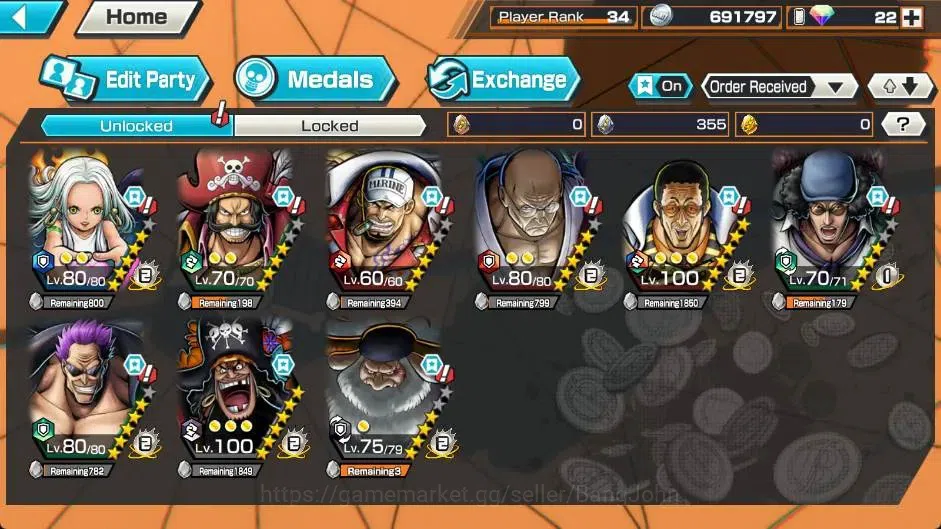 One Piece Bounty Rush Accounts Global | EX 9 |PR 34 |Borsalino Lv. 100/100,Marsha image 7