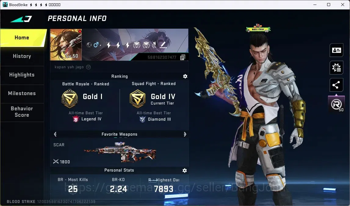 Blood Strike Accounts ASIA | Eternal Uzi-Star Chaser | 1 EVA Gun | 6 Ult image 1