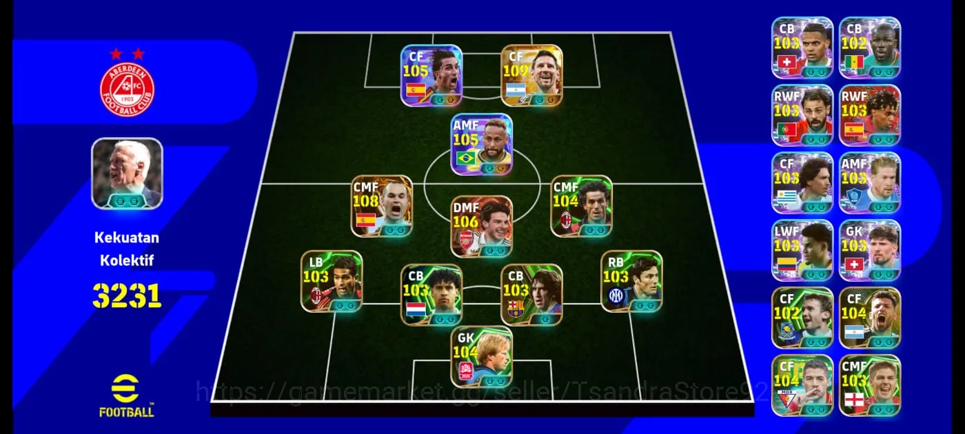 eFootball Accounts Meta Player FLASH SALE Collective 3231 || 3 Bight Time Lionel Messi X Rice X Inesta X Neymar X Ferran 1