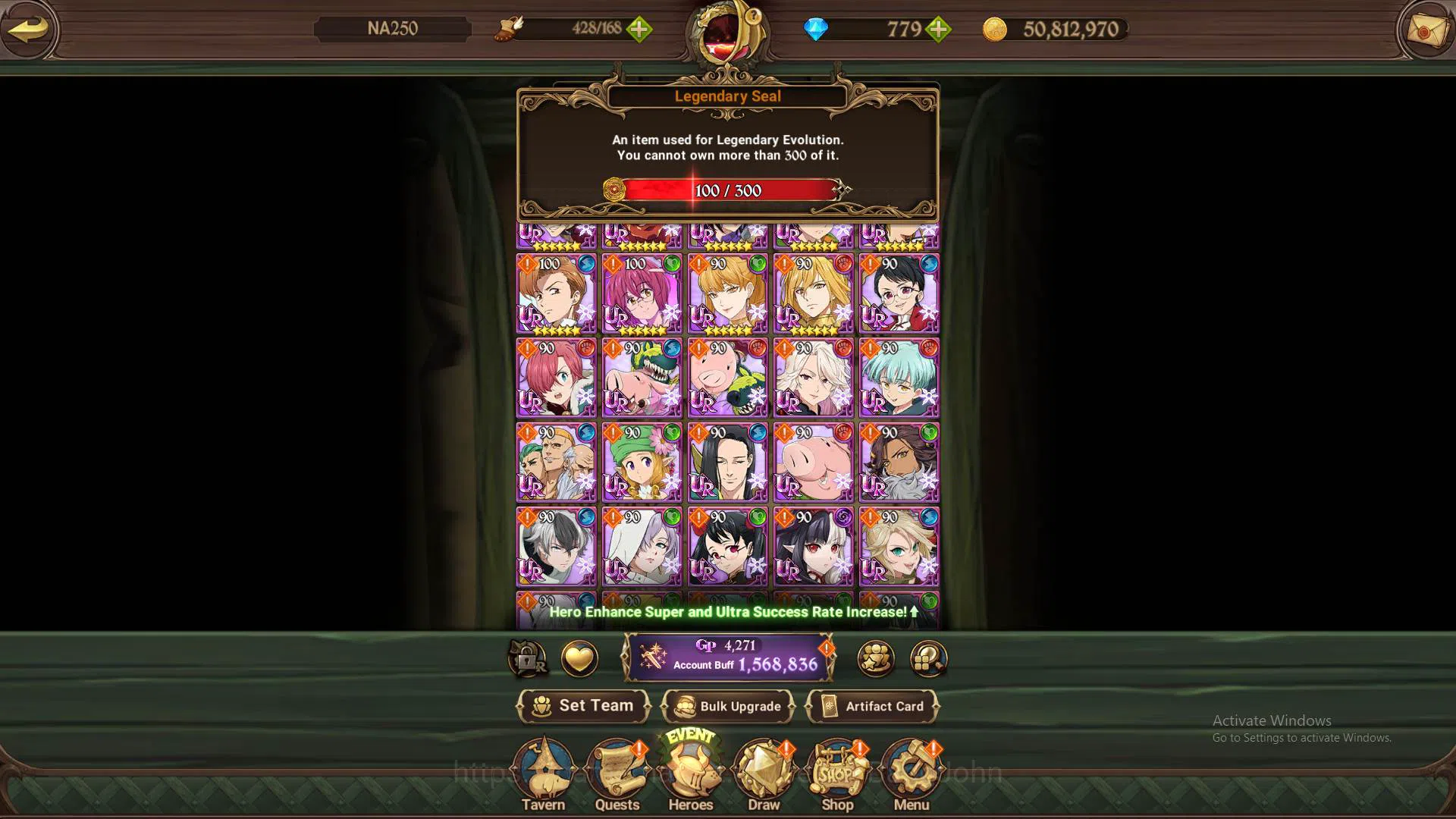 The Seven Deadly Sins: Grand Cross Accounts Others GLOBAL|1.5M CC|LS 100+DM 779| UR Oppressor DK, Mael 2/6, Demon King 4