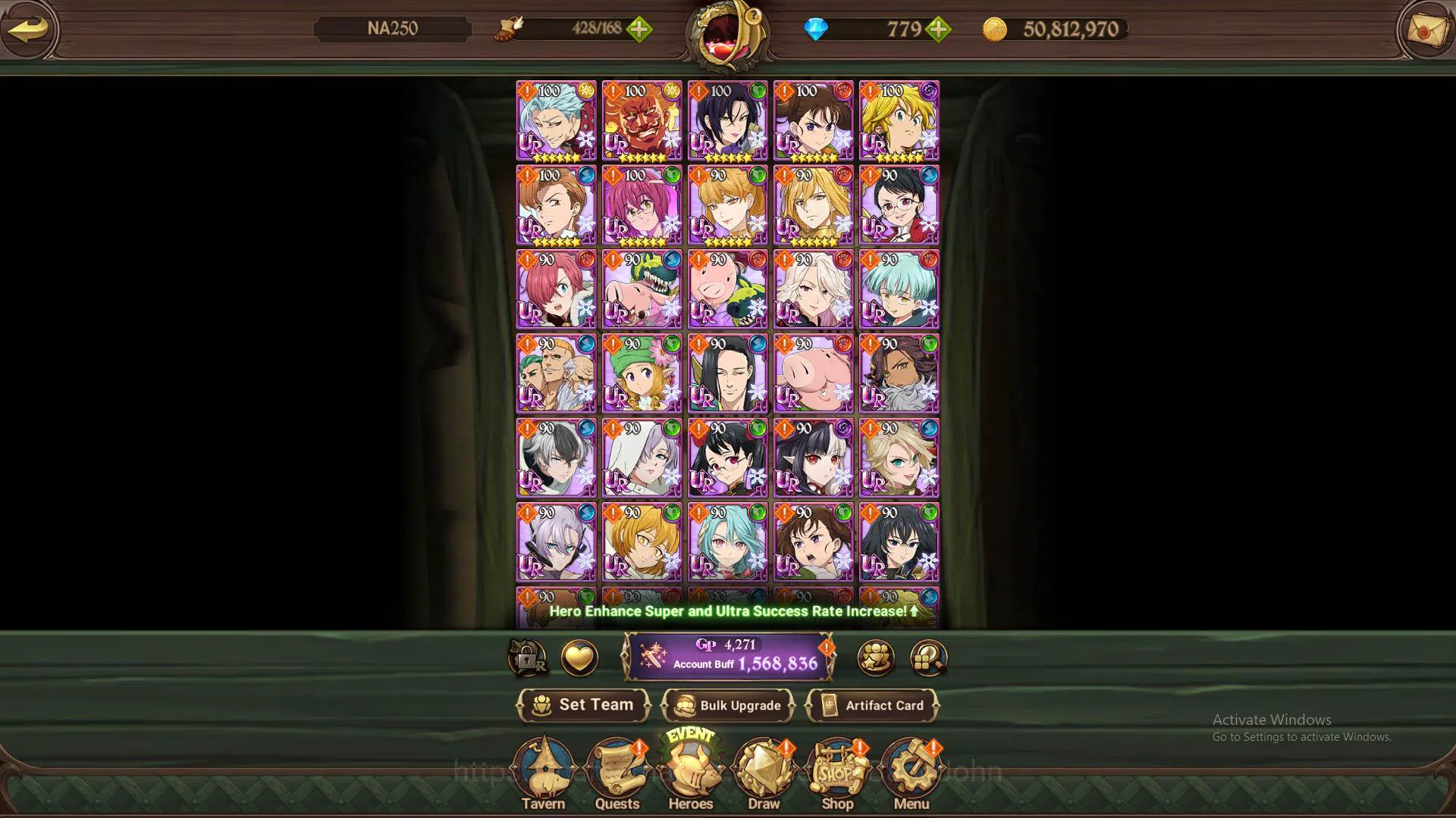The Seven Deadly Sins: Grand Cross Accounts Others GLOBAL|1.5M CC|LS 100+DM 779| UR Oppressor DK, Mael 2/6, Demon King 5