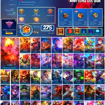 Mobile Legends: Bang Bang Accounts #4411 275 Skins | Valir Infernal Blaze (LEGEND) | Gusion K' (KOF) | Karina Leona (KOF