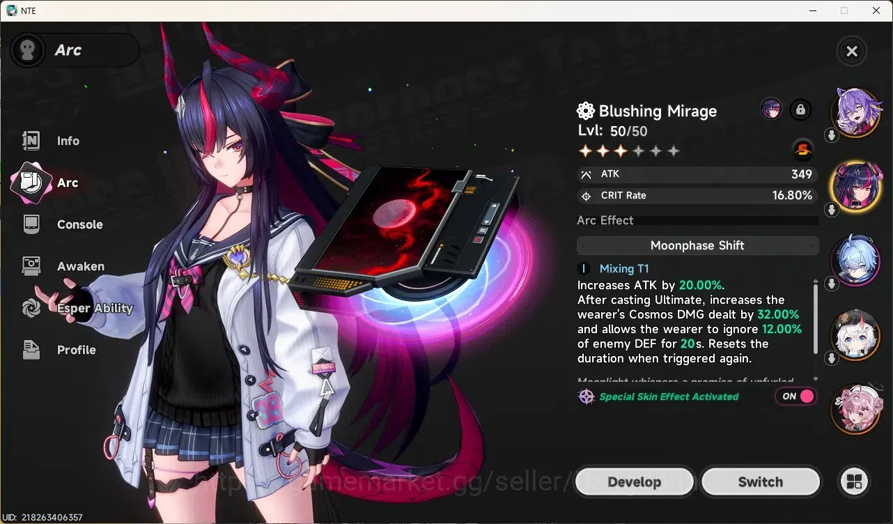 Neverness to Everness Accounts EU|Hunter Lv 33|4 S-Class/1 Limited [Shinku Awaken 3 + Sign + Student Outfit]|6 A-Class|MC 4