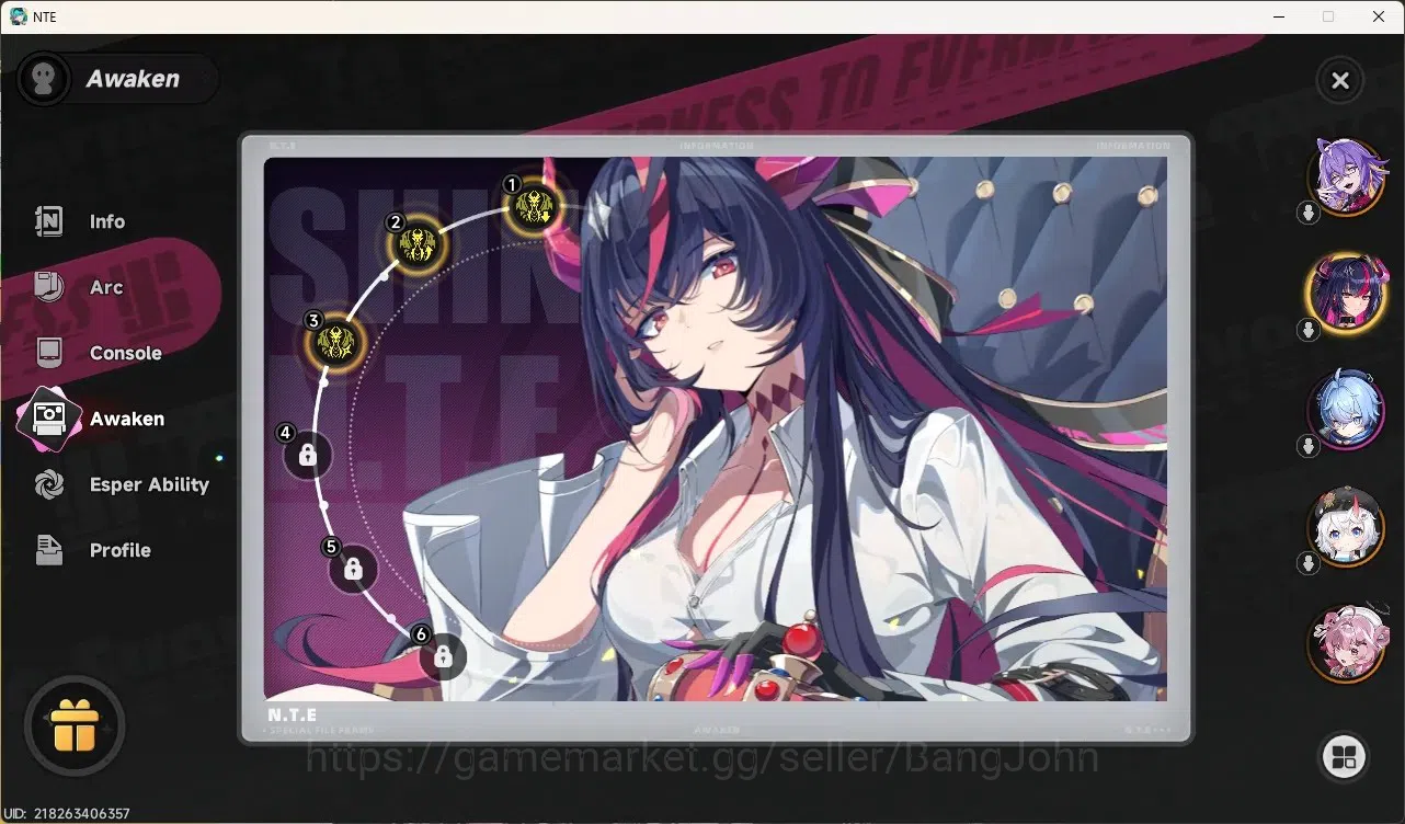 Neverness to Everness Accounts EU|Hunter Lv 33|4 S-Class/1 Limited [Shinku Awaken 3 + Sign + Student Outfit]|6 A-Class|MC 5