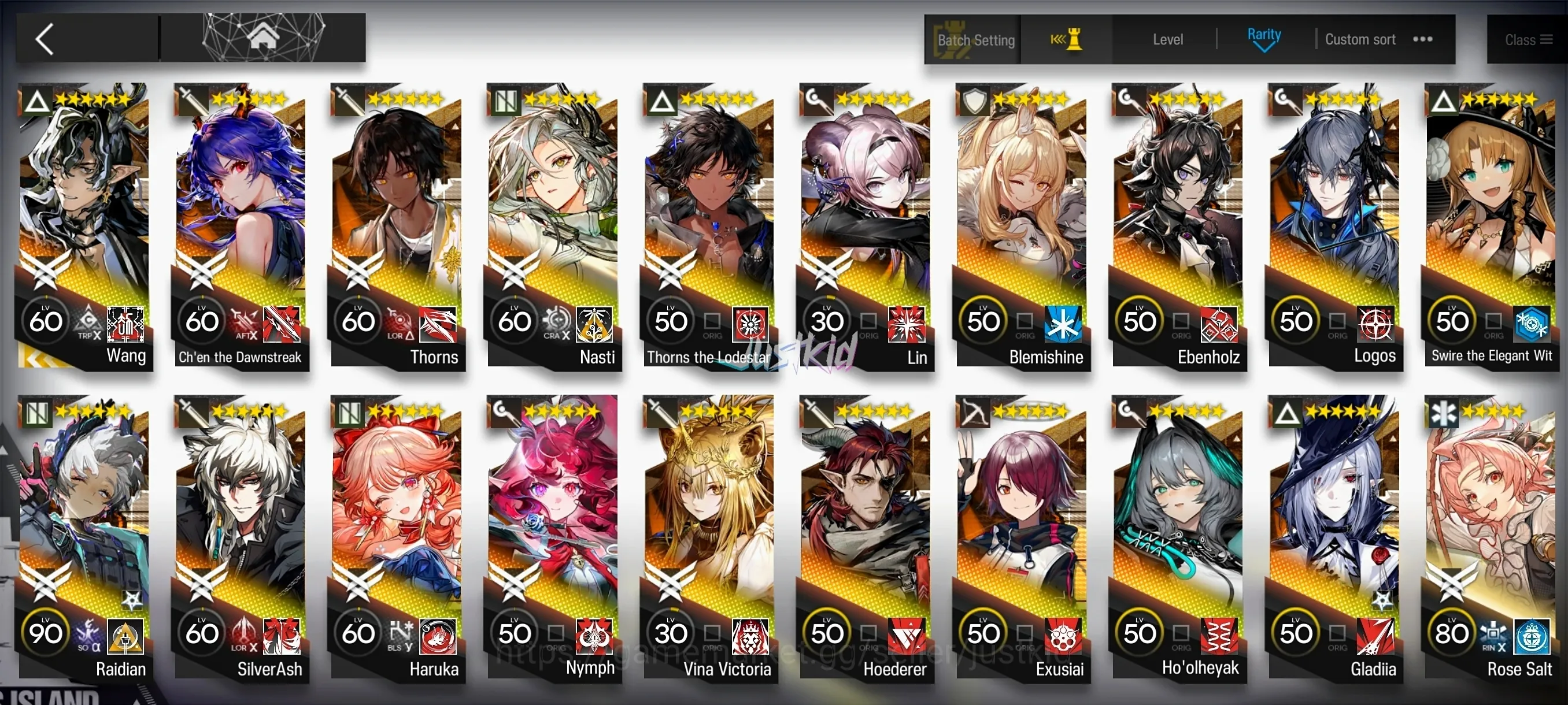 Arknights Accounts Mid-Tier ARKNIGHTS GLOBAL EARLYMID 19*6 , LIMITED WANG , HARUKA,LOGOS,CHEN 1