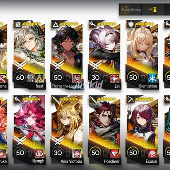 Arknights Accounts Mid-Tier ARKNIGHTS GLOBAL EARLYMID 19*6 , LIMITED WANG , HARUKA,LOGOS,CHEN