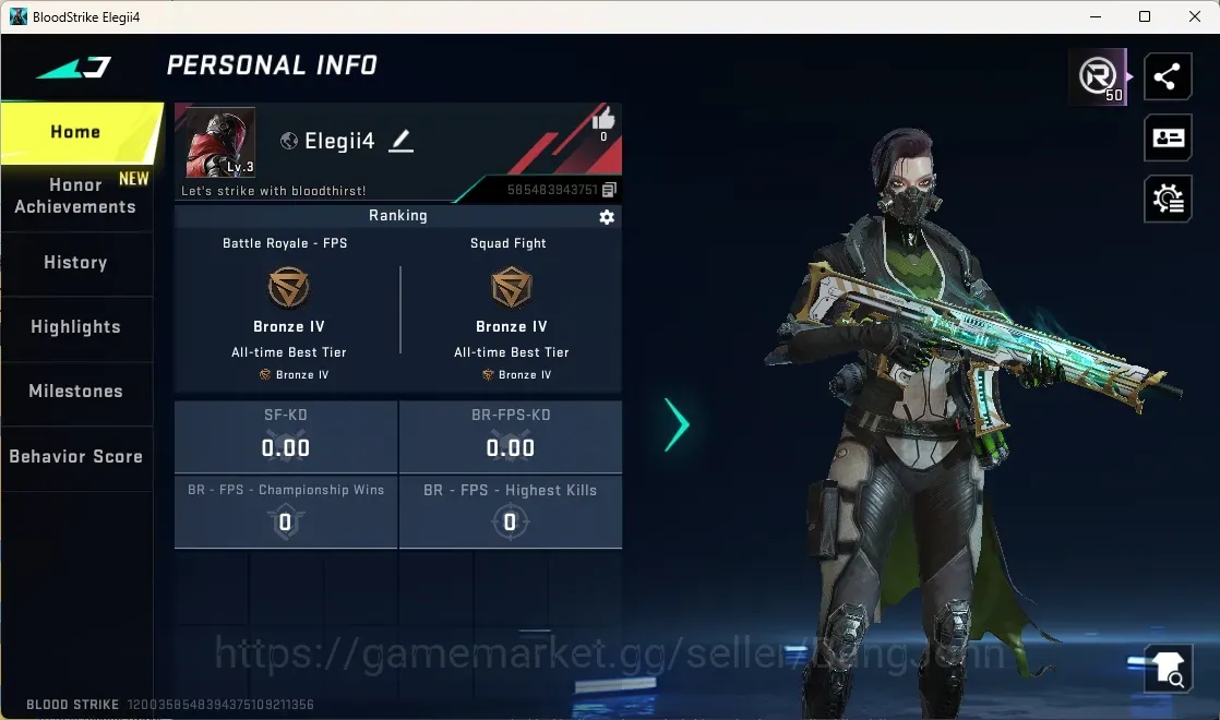 Blood Strike Accounts Rare Skin ASIA|Eternal Gun:INP-9 - Golden Elegy|Ultra Gun:Galil-Knight|2 Legendary Gun|Check SS BS3527B 1