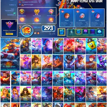 Mobile Legends: Bang Bang Accounts #4414 293 Skins | Karina Leona (KOF) | Vale Gaara (NARUTO) | Badang Pegasus Seiya (SAINT