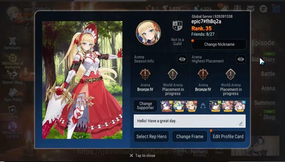 Epic Seven Accounts GLOBAL Unverif|New Era|2 ML(US Choux,SB Aramintha) image 2