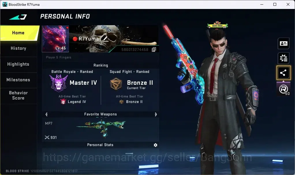Blood Strike Accounts ASIA | 1 TR Striker: JACK | 1 ULTRA GUN: AR97 - Bi image 1