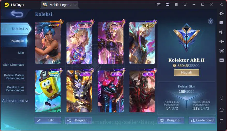 Mobile Legends: Bang Bang Accounts GLOBAL|Hero 122|Skin 168|Kof Karina,Lucky Hanabi+L image 20