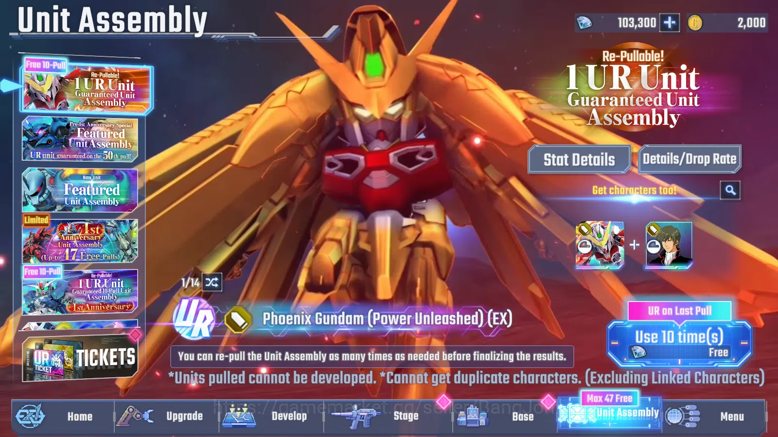 SD Gundam G Generation ETERNAL Accounts Global Rank 1 | FreshStory | 100+K Diamond, Selector Banner On, 6Gundam SSR+ 2Supp 6