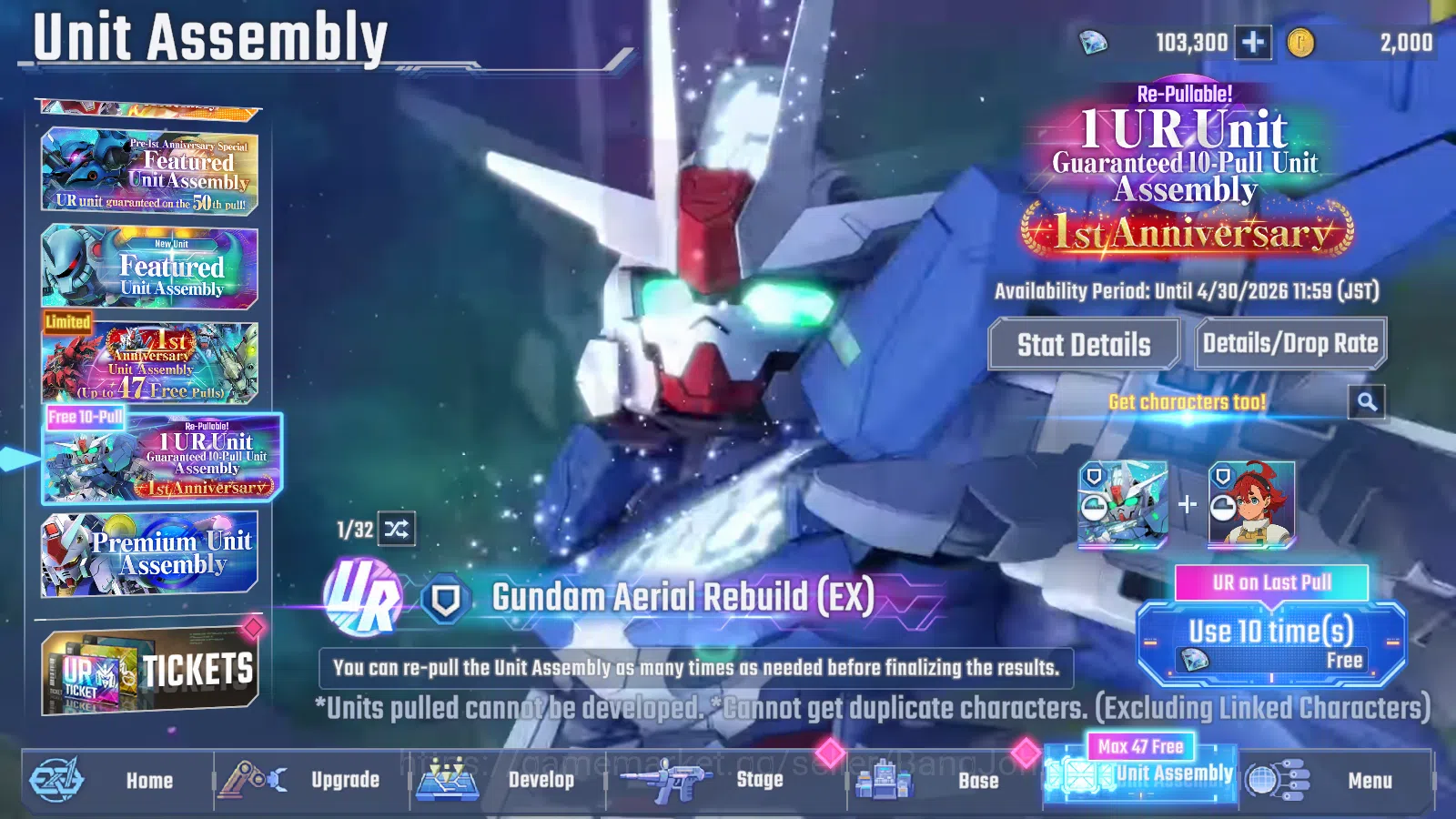 SD Gundam G Generation ETERNAL Accounts Global Rank 1 | FreshStory | 100+K Diamond, Selector Banner On, 6Gundam SSR+ 2Supp 7