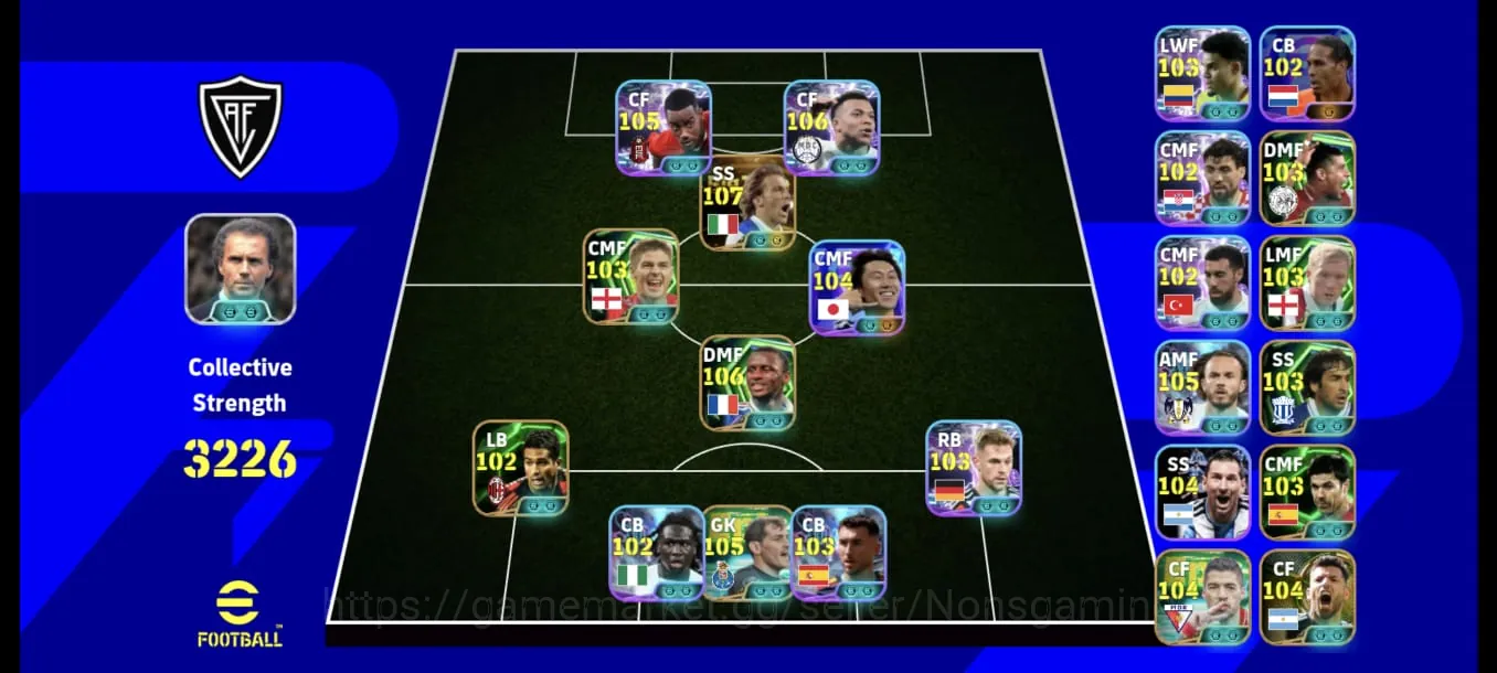 eFootball Accounts High-End Max power 3226 Del piero bigitime x mbappe x Viera Angkor x Isak x Suarez x Xabi Alonso x Iker 1