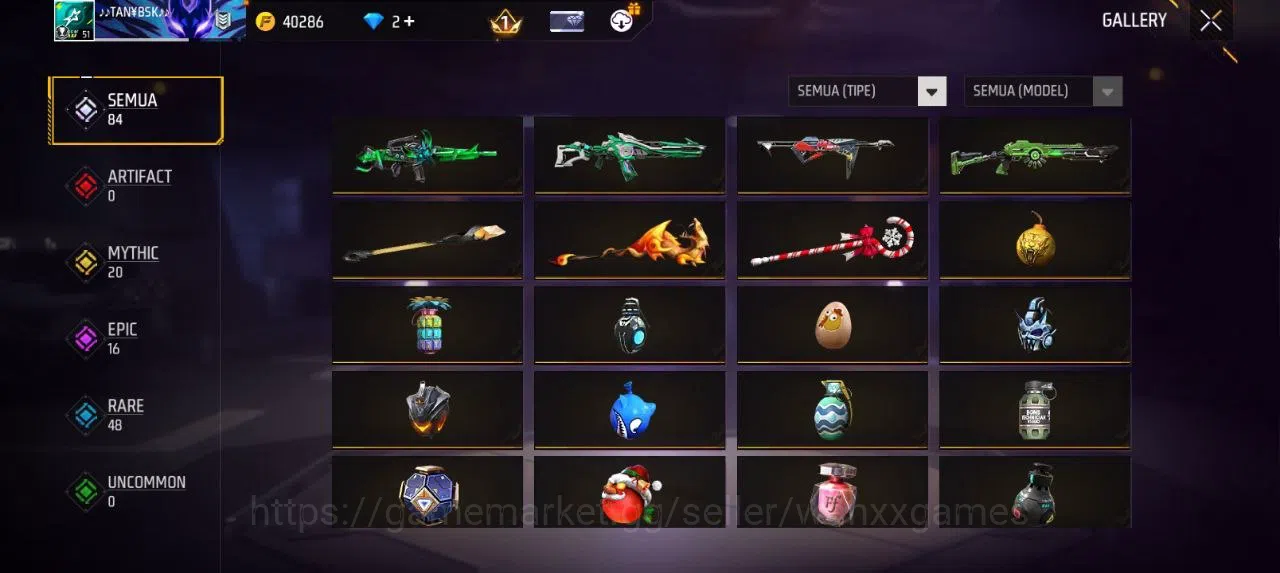 Free Fire Accounts Indonesia | AKUN LVL 51 VAULT 77 EMOTE 5 TAS 16 WEAPON 84 | W413 5