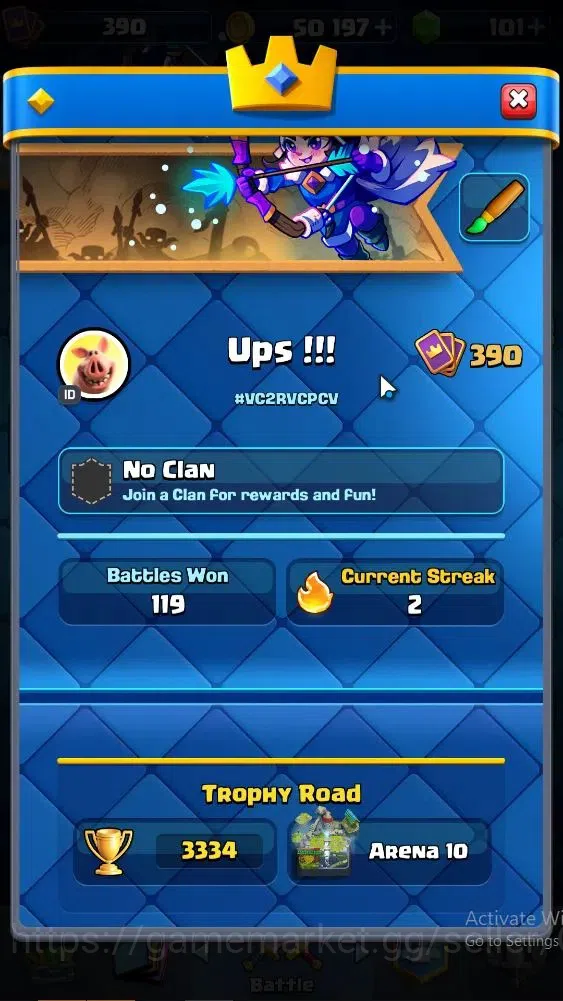 Clash Royale Accounts Lvl 390|KTL 9|Trophy 3334|Card 51|Limited Skin|1 H image 2