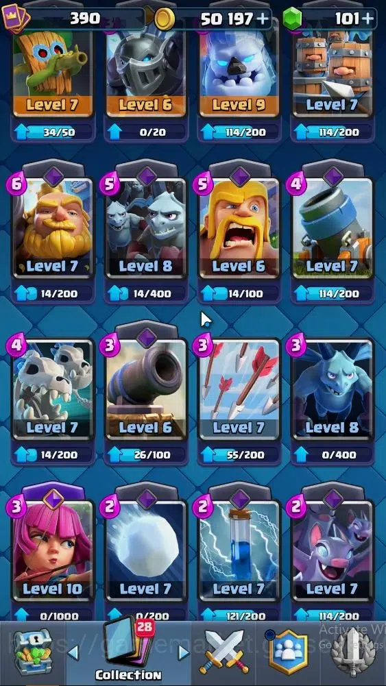 Clash Royale Accounts Lvl 390|KTL 9|Trophy 3334|Card 51|Limited Skin|1 H image 7