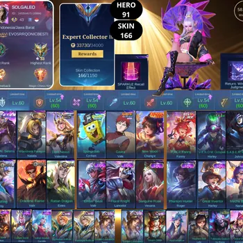 Mobile Legends: Bang Bang Accounts Smurf BEST OFFER | HERO 91 | SKIN 166 | S.T.U.N. SELENA | WARRIORESS PARAGON NATALIA