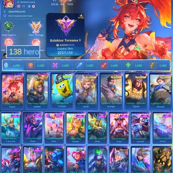 Mobile Legends: Bang Bang Accounts Others HERO 138 SKIN 221 | EMBLEM ALL MAX | PACE FANNY| COLECTOR NATALIA| CYPLOPS