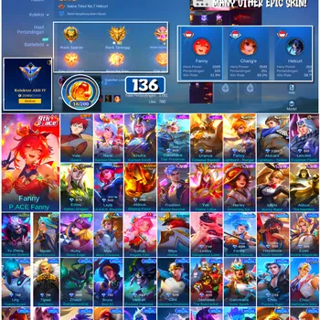 Mobile Legends: Bang Bang Accounts #4659 136 Skins | Fanny P.ACE Fanny (P.ACE) | Vale Gaara (NARUTO) | Gatotkaca Tide