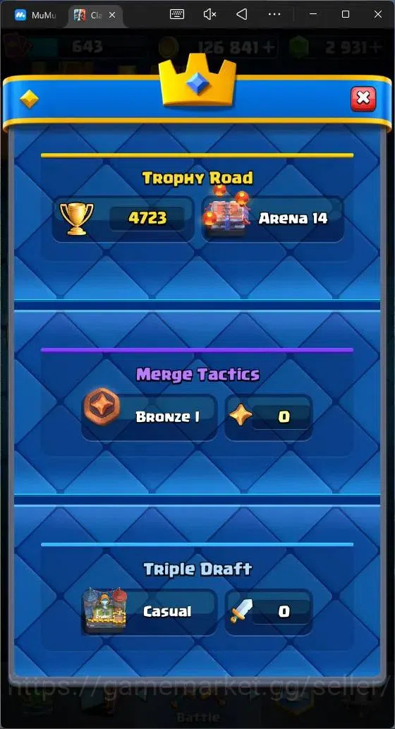 Clash Royale Accounts CL 643|KTL 11|Trophy 4723|Card 91|2 Hero|2 EVO|Are image 3
