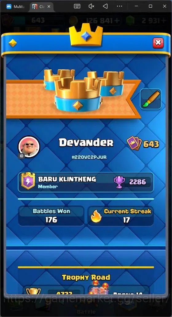 Clash Royale Accounts CL 643|KTL 11|Trophy 4723|Card 91|2 Hero|2 EVO|Are image 4