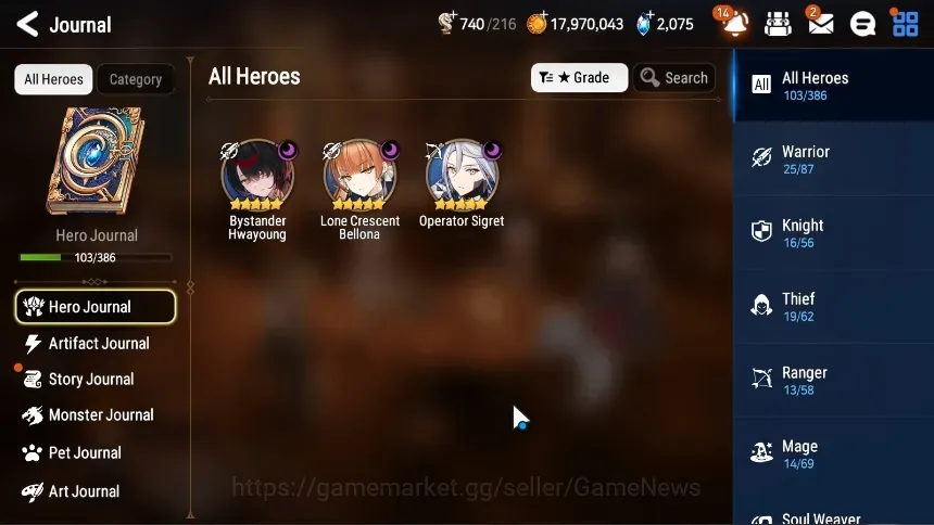 Epic Seven Accounts Starter GLOBAL UnVerif|New Era|3 ML(LC Bellona,B Hwayoung,O Sigret)+Estelle,A Ludwig,TA Coli,Etc|5K 1