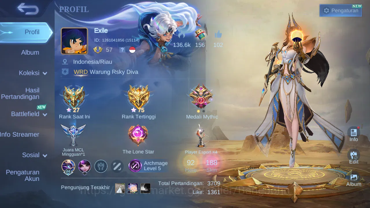 Hero 92 | skin 188 | cc natalia | epic luo yi | epic pharsa | lunar fest change | 9th pace fanny | epic uranus ~ ML372B Mobile Legends: Bang Bang Others Hero 92 | skin 188 | cc natalia | epic luo yi | ep image 1