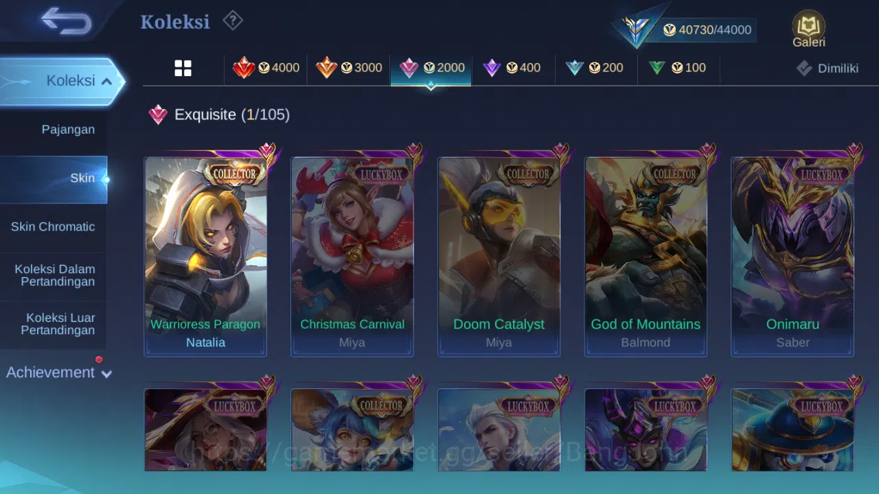 Mobile Legends: Bang Bang Accounts Others Hero 92 | skin 188 | cc natalia | epic luo yi | epic pharsa | lunar fest change 10