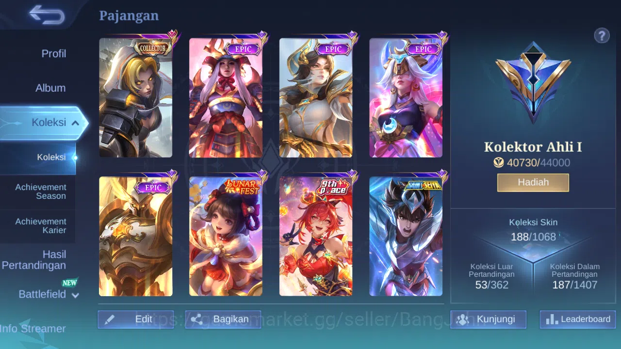Mobile Legends: Bang Bang Accounts Others Hero 92 | skin 188 | cc natalia | epic luo yi | epic pharsa | lunar fest change 2