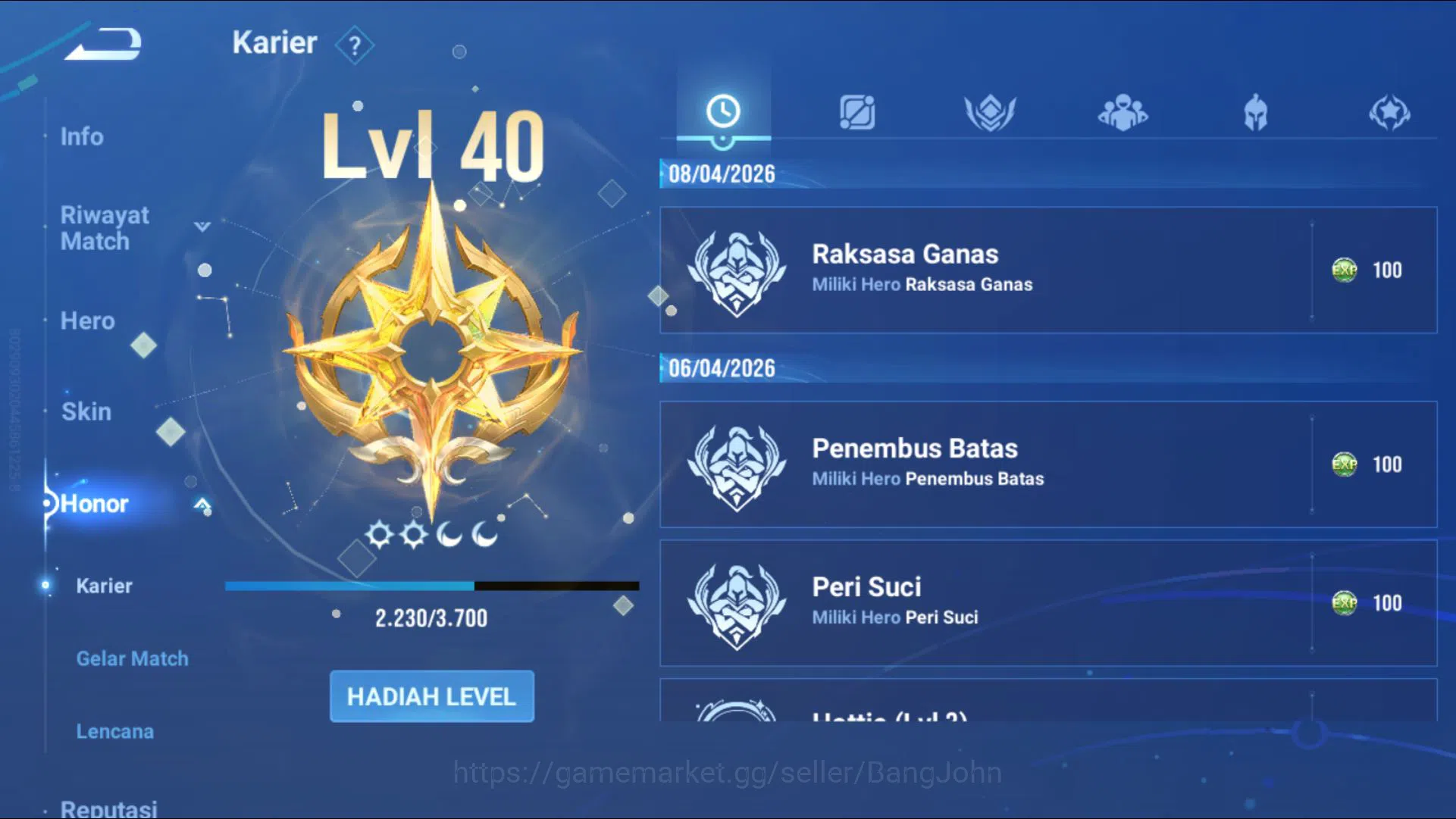 Honor of Kings Accounts [GLOBAL] 53 Heroes & 50 Skins | Legend Lady Sun, K image 7