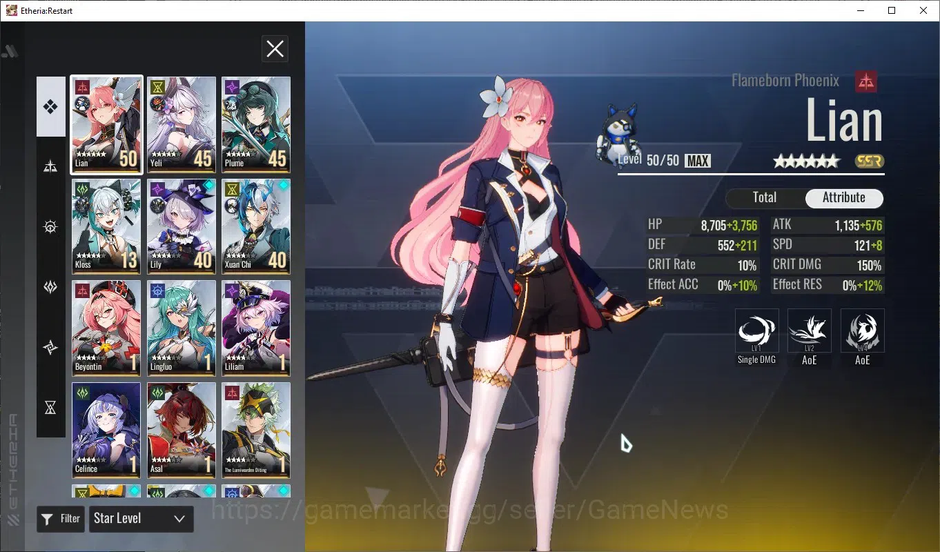 Etheria: Restart Accounts Global-S25|Lv26|1,5K Crystal|12 SSR[Lian,Yeli,Plum image 2